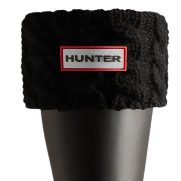 Hunter Tall Boot Socks 6 Stitch Cable Black Big Kids Sz L 1-3 Rain Boot Liner - Picture 2 of 9